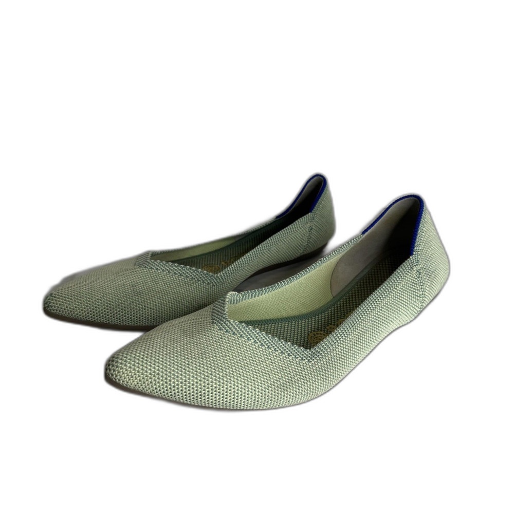 Rothy's The Point Shoes Womens Size 7.5 Green Knit Flats Washable Eco Friendly